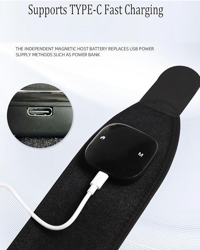 Red Light Therapy Wristband with Heat & Massage, Red Light Therapy Belt - 36 LED Lights, 5 Massage Levels & 3 Heat Settings, Rechargeable Portable Design(1Pce Black)