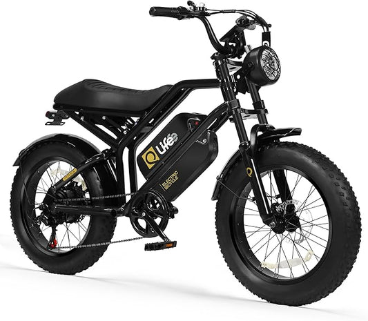 Qlife Electric Bike for Adults-1500W Peak Motor 20" Fat Tires 28MPH(Unlock to 35MPH) EBike Moped, 624-1248Wh Removable Battery Bicycle, with Dual Suspension & Brakes Motorcycle, 7-Speed,Spark