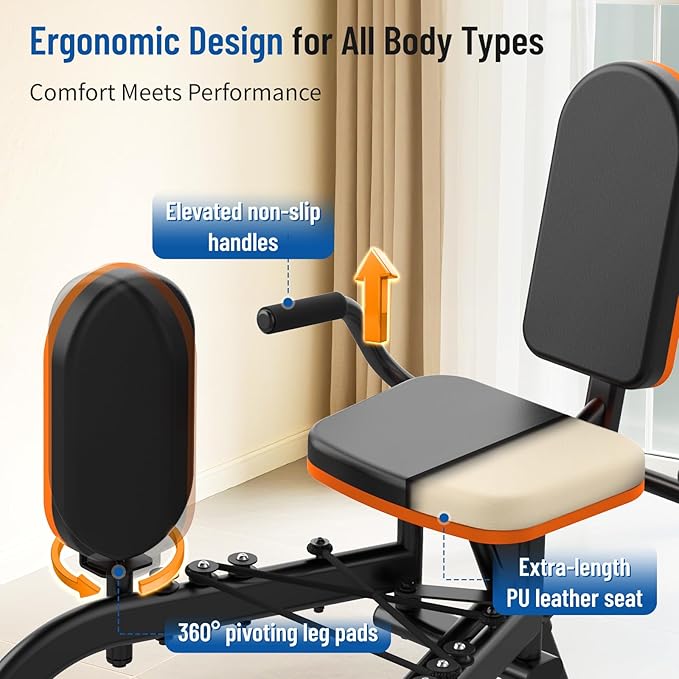 Hip Abductor Machine for Home Gym | Compact Glute Trainer & Thigh Workout Equipment with 3-Level Resistance,Silent Design | Leg Abductor Machine & Booty Builder for Women/Men