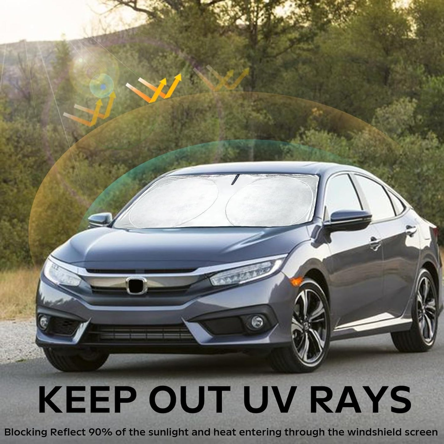 Sunshade for Honda Civic 2022-2025 2026 Sun Shade, Front Window Sun Visor Windshield Cover Custom Fit Civic (Not for 2022 Sport) Sedan, LX, EX, EX-L,Touring Keep Cool Car Accessories Blocks UV Rays