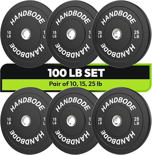 Bumper Plates 2 - Inch Olympic Weight Plate Set for Barbell, 10-55 lb Rubber Weights Sets for Home Gym, Strength Training Plate, Weight Lifting, Black