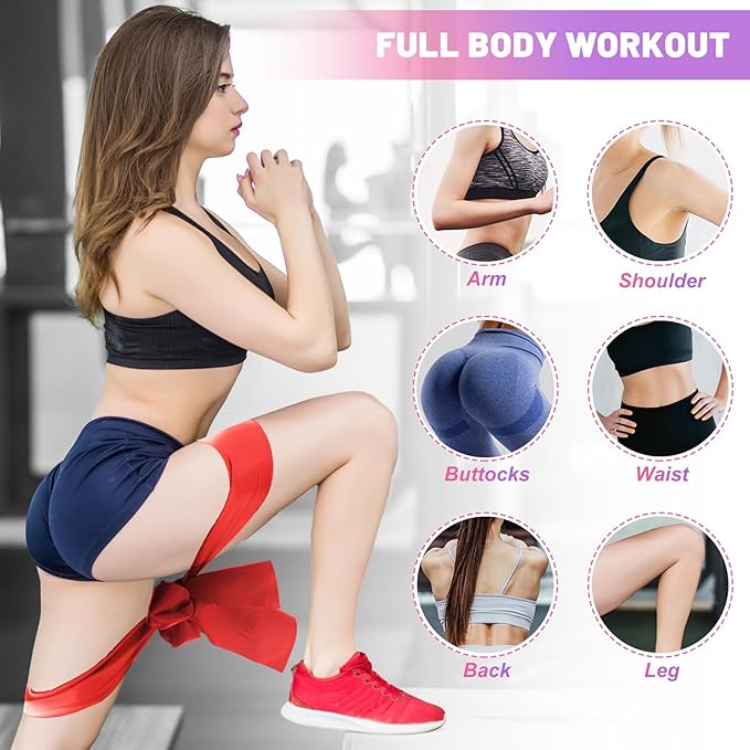 5 Pcs Resistance Bands, Professional Exercise Bands Elastic Stretch Bands for Fitness Yoga Pilates Stretching Strength Training, Workout Bands for Women and Men Home Gym