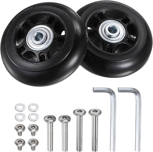 uxcell Replacement Luggage Wheels 70x24mm Suitcase Wheel Repair Kits Include 2 PU Bearing Wheels & Washers, Wrenches & Axle Screw for Trolley Bag, Inline Skate and Caster Board