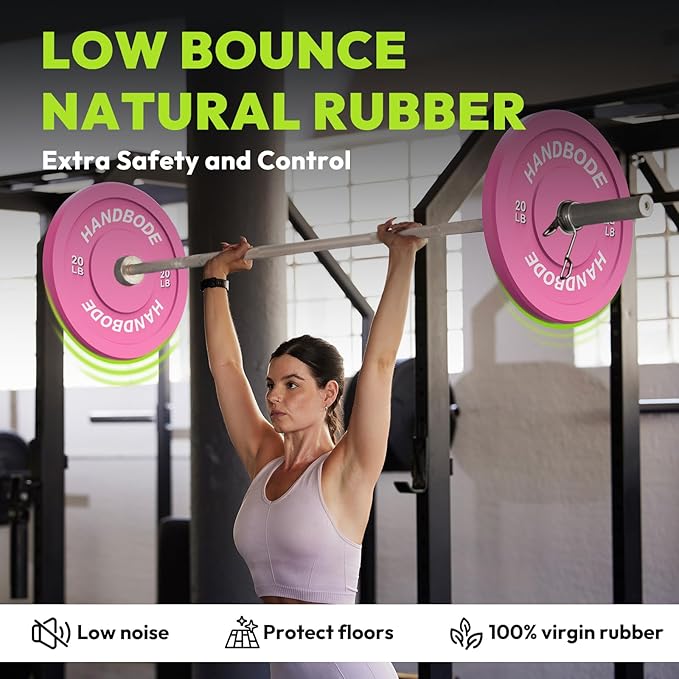 Colored Bumper Weight Plates Olympic Weight Plate Set 2-Inch, 10/15/20/25/35/45/55 lb Barbell Weight Plates Set for Home Gym, Rubber Strength Training Weights Plates for Weight Lifting