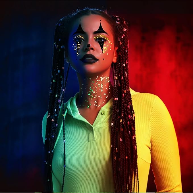 Teenitor 12 Colors Glow in The Dark Glitter Gel, Face Glitter Body Glitter Gel Hair Glitter for UV Black Light Halloween Makeup Raves Festivals