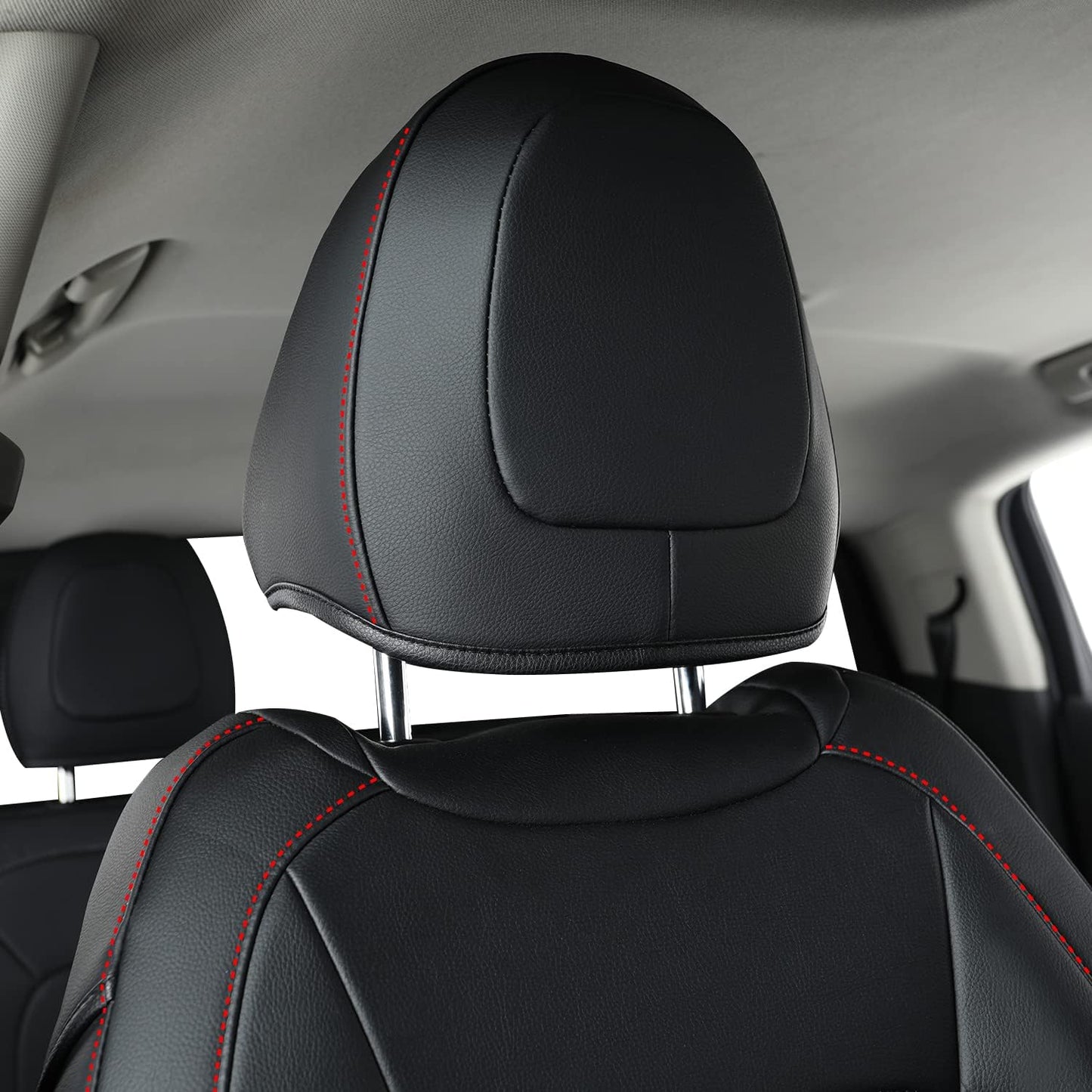 LUCKYMAN CLUB 2 Front Chevy Colorado Seat Covers, fit for 2023 2024 2025 Colorado Crew Cab Z71 LT ZR2 Work Truck with Faux Leather (Black&Red 2 pcs)