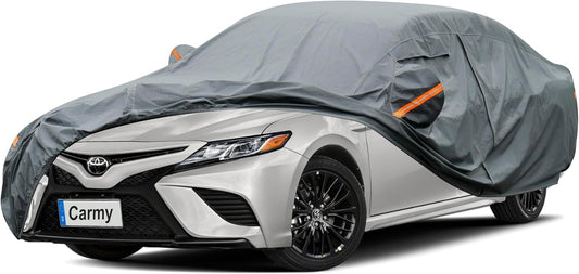 Premium Car Cover Custom Fit Toyota Camry/Solara (1991-2025), 16 Layers Heavy Duty Car Cover Waterproof All Weather with Zipper Door for Sun Rain Snow Dust Uv Protection