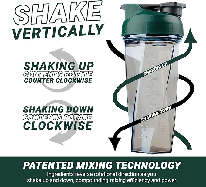 HELIMIX 2.0 Vortex Blender Shaker Bottle Holds upto 28oz | No Blending Ball or Whisk | USA Made | Portable Pre Workout Whey Protein Drink Shaker Cup | Mixes Cocktails Smoothies Shakes | Top Rack Safe
