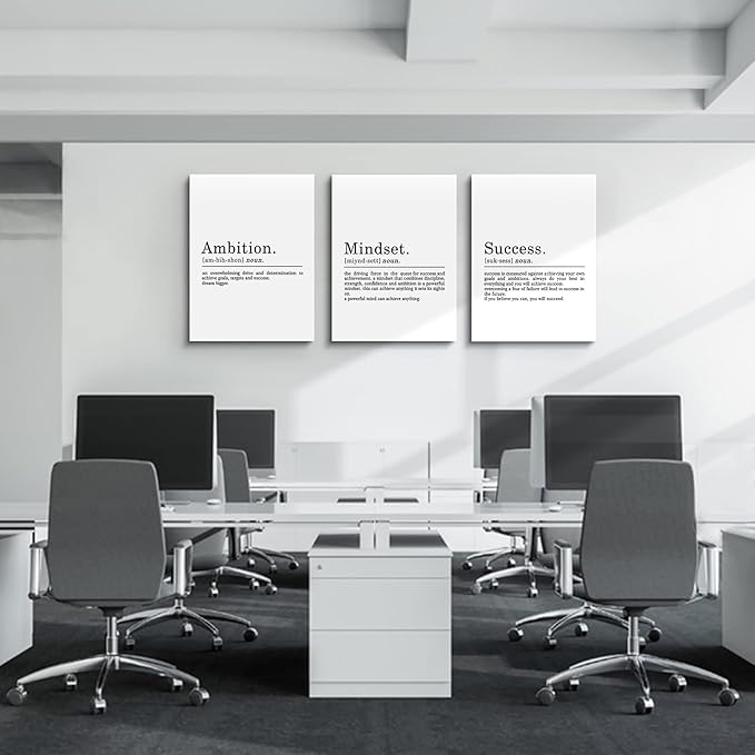 Inspirational Canvas Painting Wall Art -EPHANY ART - Mindset Quotes Prints, Motivational Wall Art Success Framed Entrepreneur Poster Positive Quotes Wall Poster for Home Office Workplace (L-3pcs,20x30inchx3pcs)