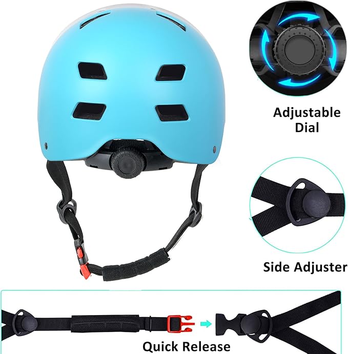 Bike Helmet 3 Sizes for Teenager Kids Youth Adults,Bavilk Skateboard Helmet Adjustable Multi-Sport Bicycle Cycling Scooter Roller Skate Inline Skating Rollerblading for Girls Boys Women Men Teen