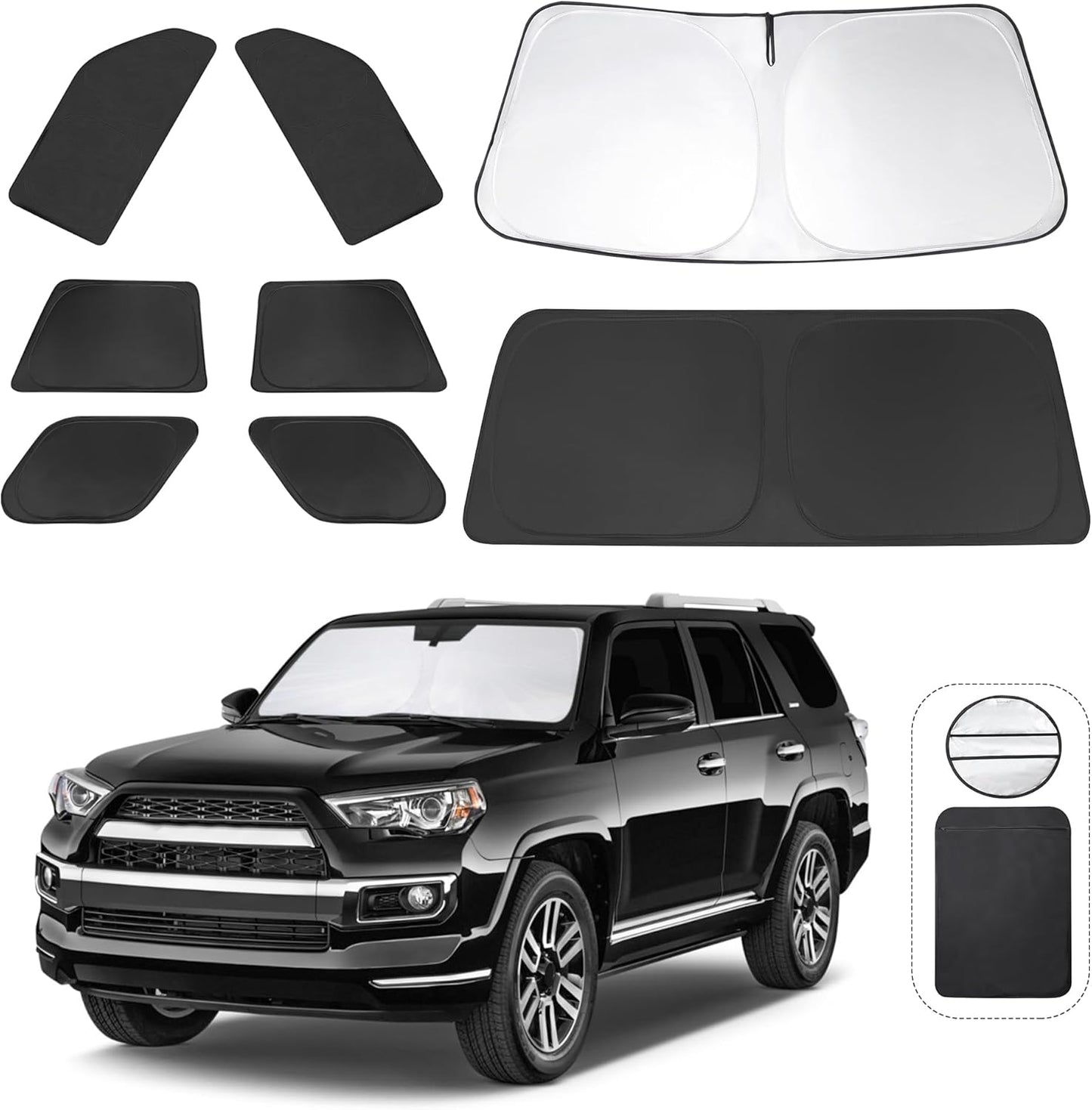 TINGLU Window Shades for Toyota 4Runner 2010-2024 Accessories Car Side Full Windows Rear Triangular Windshield Sun Shade Sun UV Rays & Privacy Protection for Camping,Napping,and Relaxing 8PCS