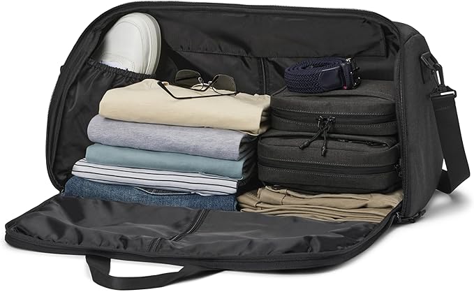 Halfday Convertible 2-in-1 Garment Duffel Weekender Bag 45L | Wrinkle-Free Travel, Hanging Suit Compartment, Shoe Pockets, Trolley Sleeve. Durable & Water-Resistant Carry-On, Shadow