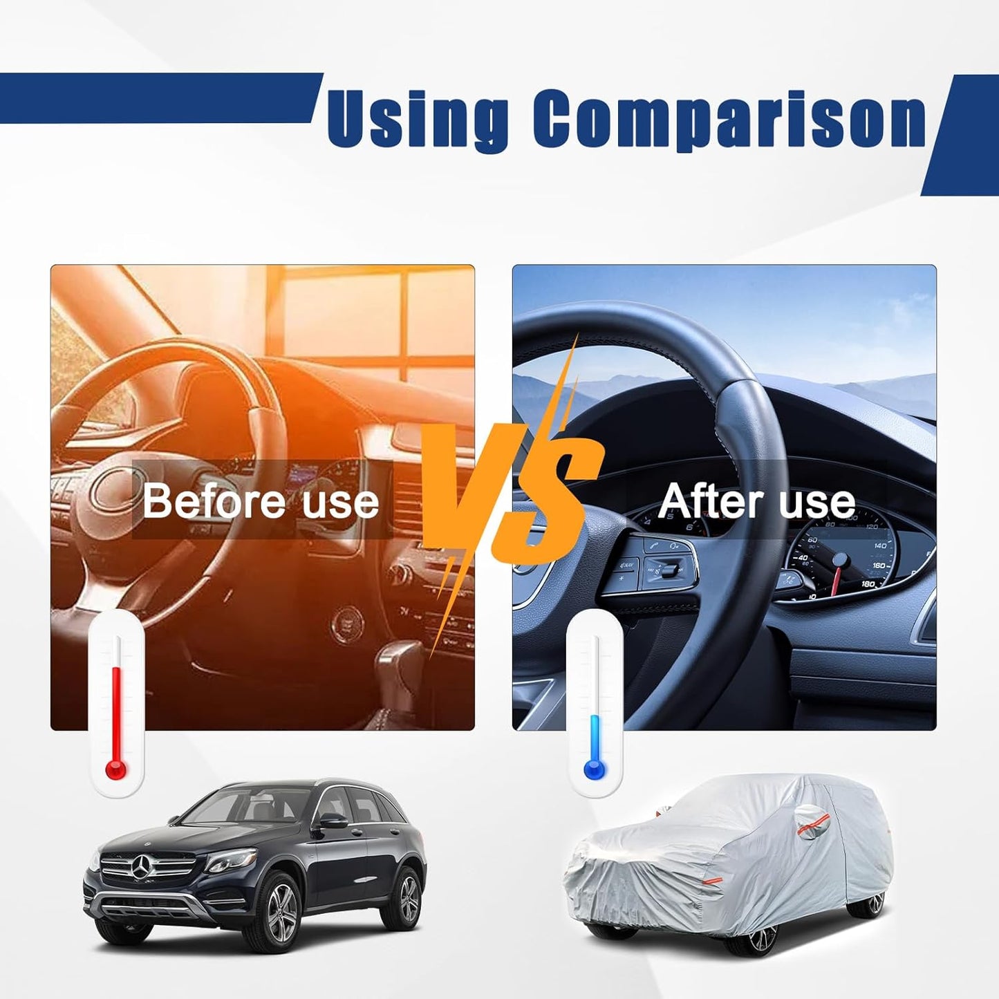 Kayme 6 Layers SUV Car Cover Custom Fit for Infiniti QX60（2013-2025） Waterproof All Weather for Automobiles, Outdoor Full Cover Rain Sun UV Protection.Silver