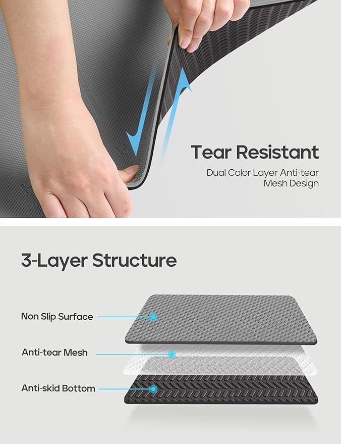 Heathyoga Eco Friendly Non Slip Yoga Mat, Body Alignment System, SGS Certified TPE Material - Textured Non Slip Surface and Optimal Cushioning,72"x 26" Thickness 1/4"