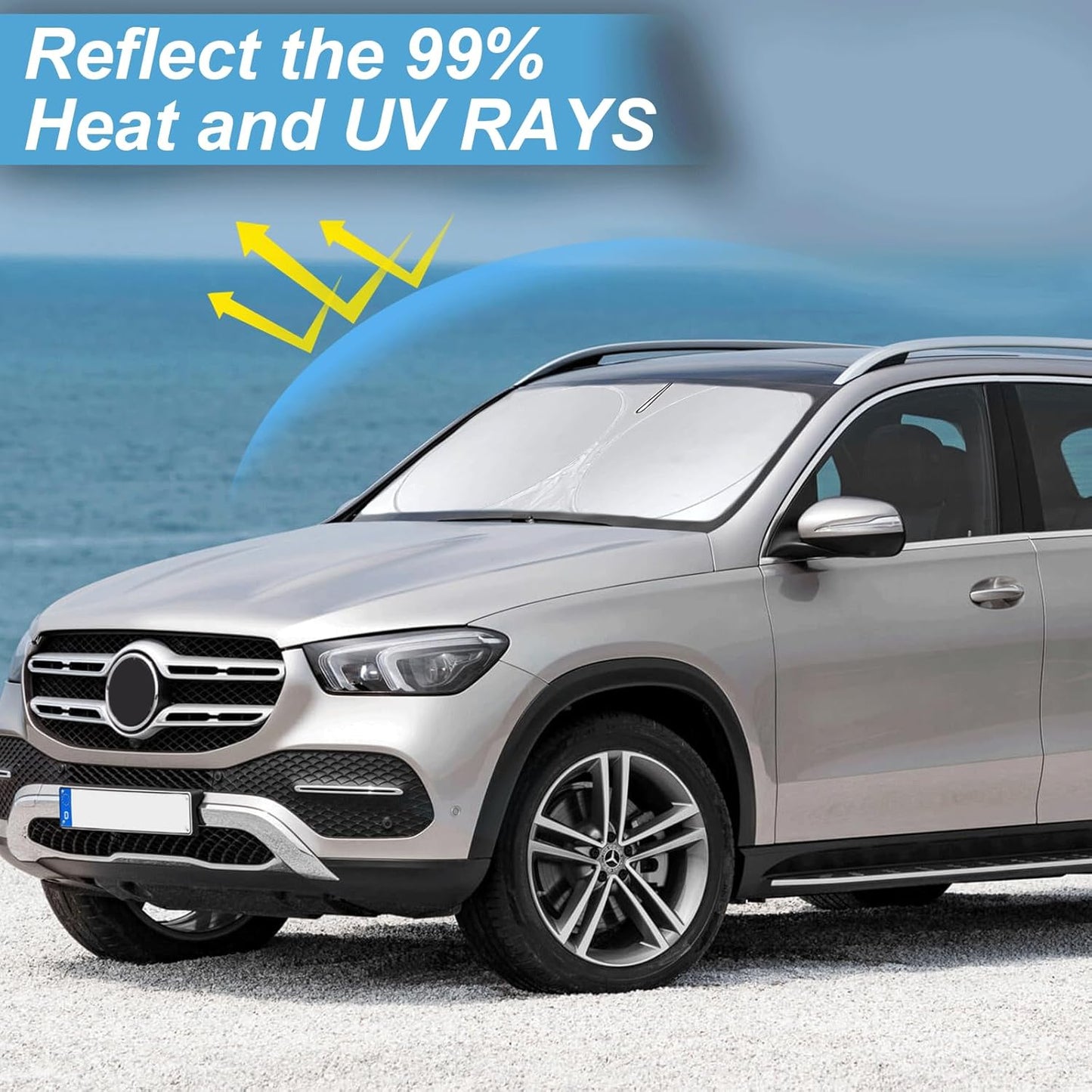 for GLC300 Windshield Sun Shade Foldable Sunshade for Mercedes Benz 2017-2022 GLC SUV Windshield Cover Car Front Window Sun Visor Shield 2024 for Benz GLE350 GLK GLA GLB GL ML350 EQC Car Accessories