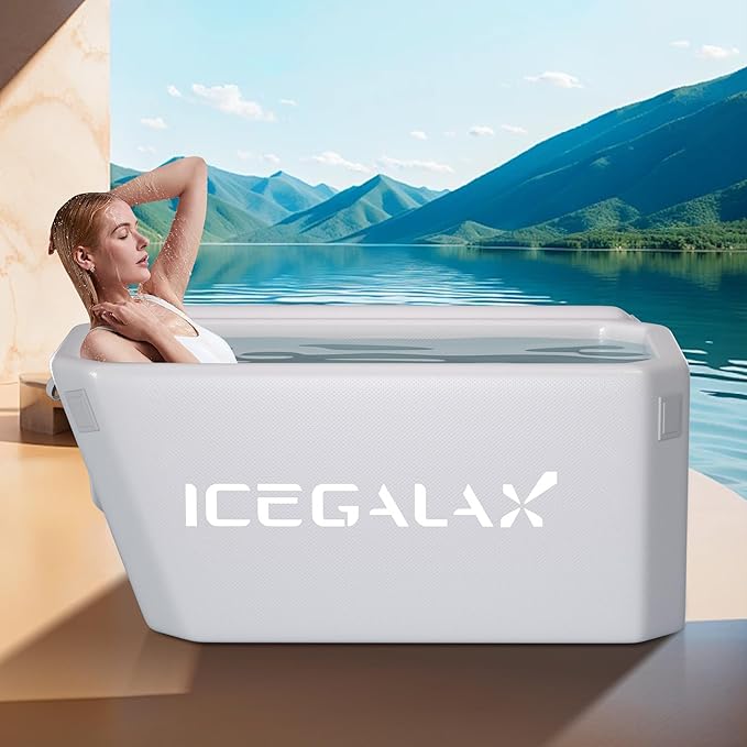Angled Cold Plunge Tub Portable Ice Bath Tub for Athletes Fitness Recovery Water Chiller Compatible Cold Plunge Outdoor Ice Bathtub (Gray)