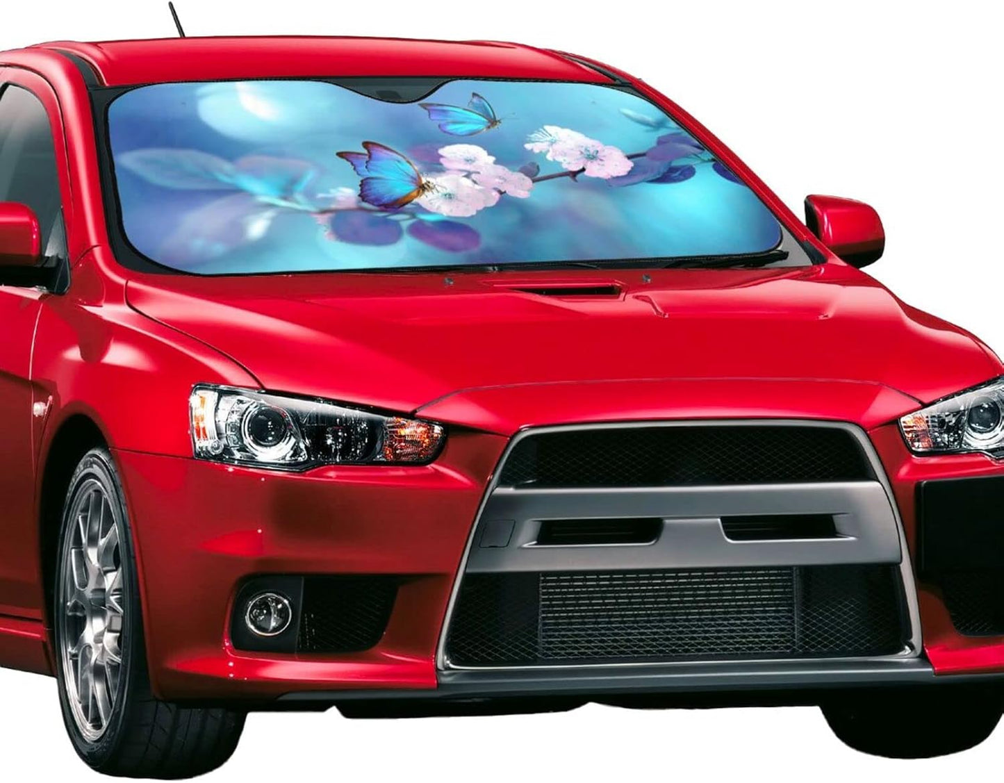 Blue Butterfly Flower Car Windshield Sunshade Front Window Sun Visor Protector Foldable Shield Cover for Truck SUV