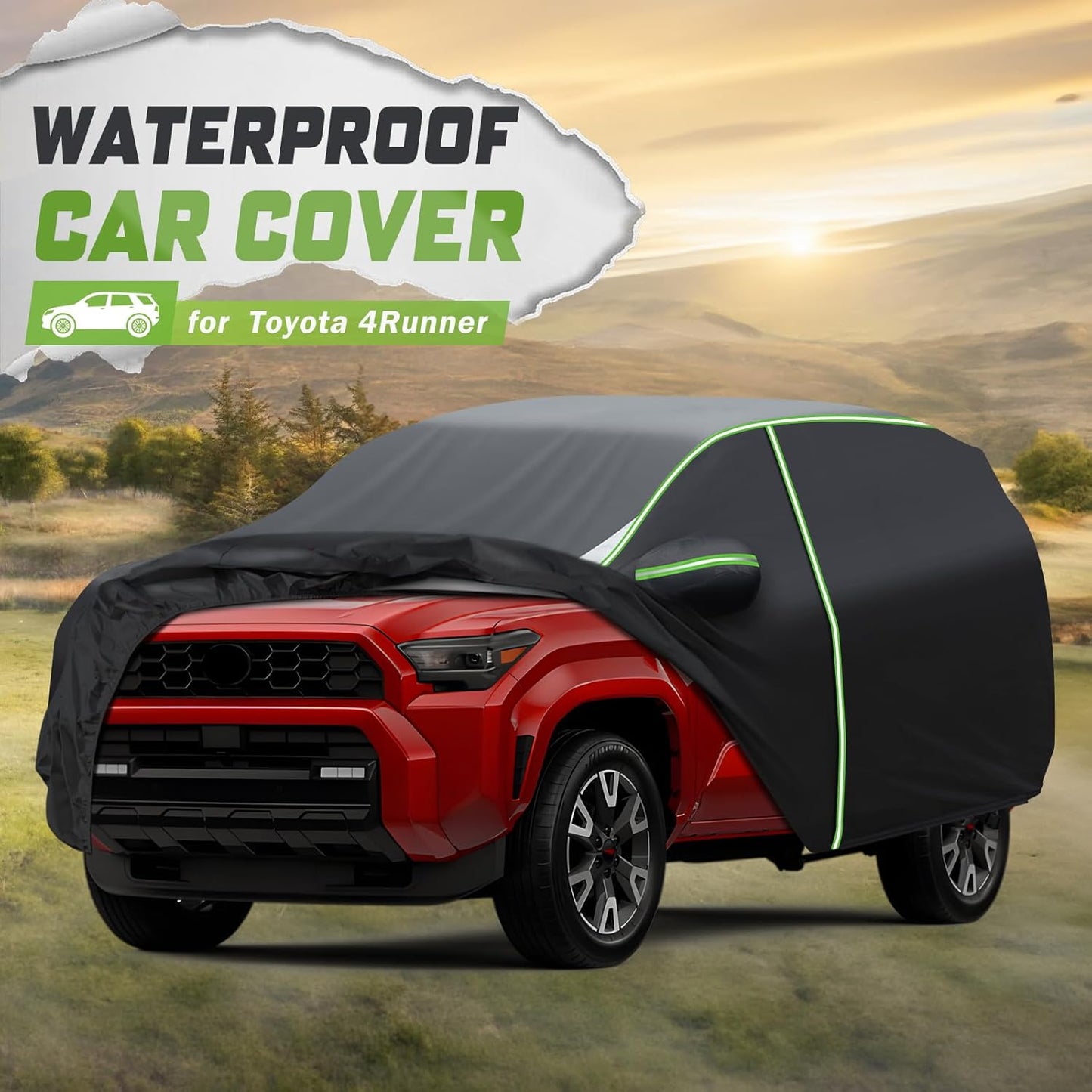 Mixsuper Liner Car Cover for Toyota 4Runner 2002-2026, 7 Layers Waterproof Car Cover Accessories for 4Runner with Zipper Door, Windproof Straps, Reflective Strips, Anti-UV, All Weather