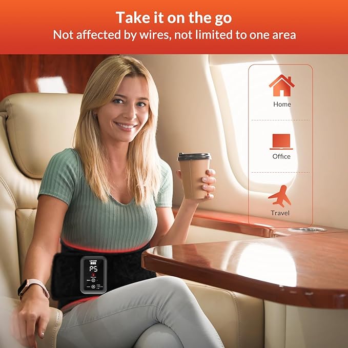 Red Light Therapy Belt, Infrared Light Therapy Device with Massage and Timer, Rechargeable 660nm&850nm Red Light Therapy for Body Pain Relief（7.9 * 47’‘）