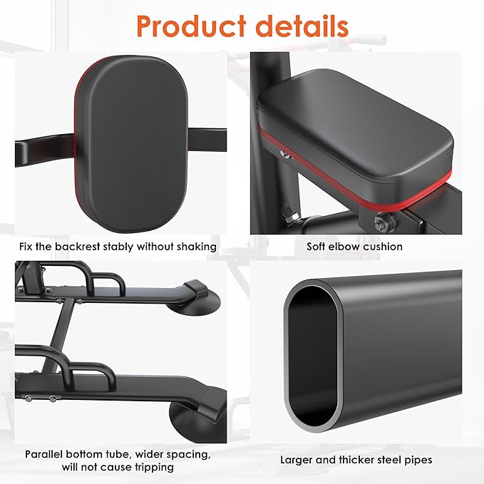 SogesPower Power Tower Pull Up Bar Station, 12-Level Adjustable Multi-Function Pull Up Dip Station for Home Gym, Pull Up Bar Stand Dip Bar Strength Training Fitness Equipment