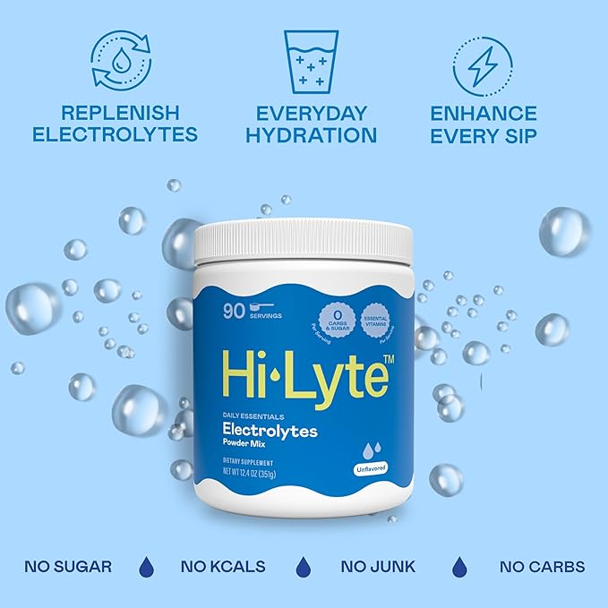 Hi-Lyte Daily Essentials - Electrolytes Powder Mix - Unflavored - Sodium, Potassium, Magnesium, Vitamins - Hydration Support for Daily Wellness, Fasting, Keto - No Sugar, No Carbs, Clean Ingredients