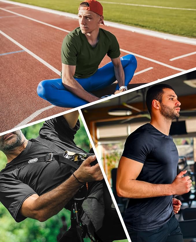 MIER Men's Quick Dry Workout Shirts Moisture Wicking Running Athletic Performance T-Shirts Recycled Polyester Top Tee
