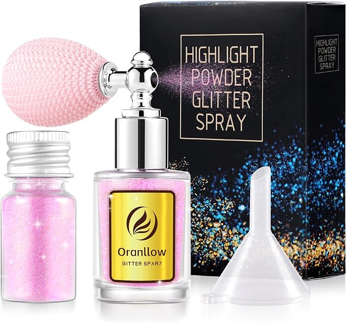 Holographic Body Glitter Spray - Shimmering Hair, Face & Body Sparkle for Festivals, Clothes, Nail Art Crafts Design & Special Events Makeup (Light Pink)