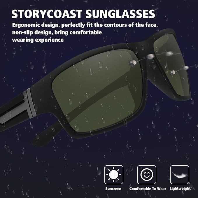 STORYCOAST Polarized Sports Sunglasses for Men Women Unbreakable Frame Cycling Fishing Driving