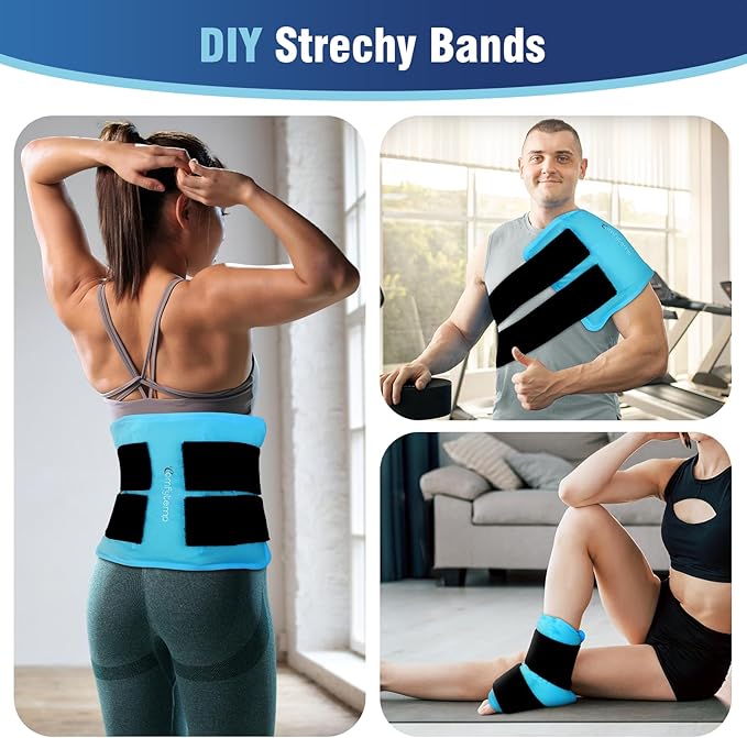 Comfytemp Wearable Ice Pack for Injuries Reusable Gel for Knee Shoulder Back Pain Relief, Arthritis with Instant Hot Cold Compress, Large Ice Pad, 2 Straps, 10.5"x14.5", Surgery Gift