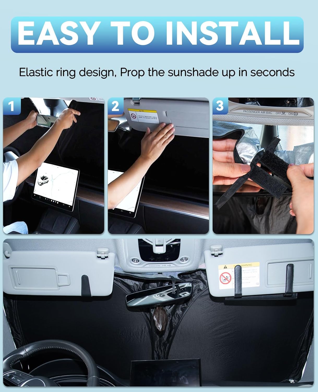 Sun Shade for Sorento Windshield Sunshades for 2016-2019-2020 Kia Sorento SUV Windshield Cover Front Window Shields 240T Silver Coating Protector Sun Visor Blocks UV Rays Heat Car Accessories