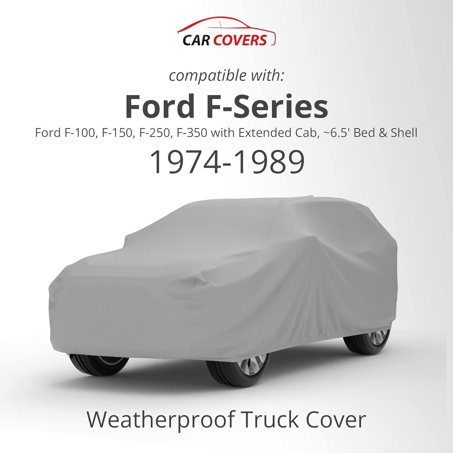 Car Covers Weatherproof Max Truck Cover & Warranty Compatible with Ford 1974-1989 F-100 Extended Cab, 6.5 with Camper Shell– Outdoor Cover, Prevents Theft with Cable Lock