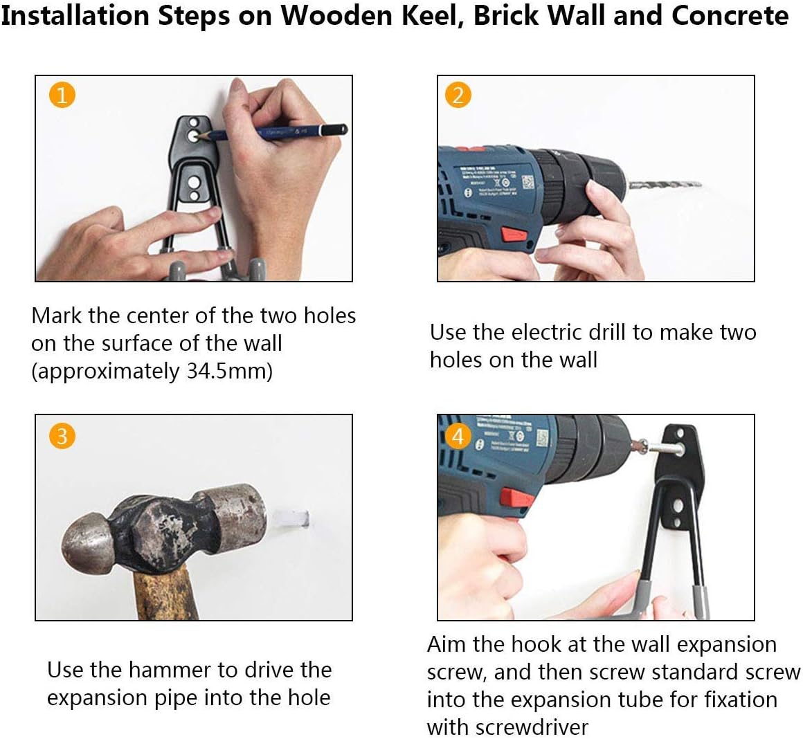 2 Pack Garage Storage Utility Hooks，Garage Garden Tool Organizer，Steel Wall Mount Hooks, Garden Small U Hooks (Black)