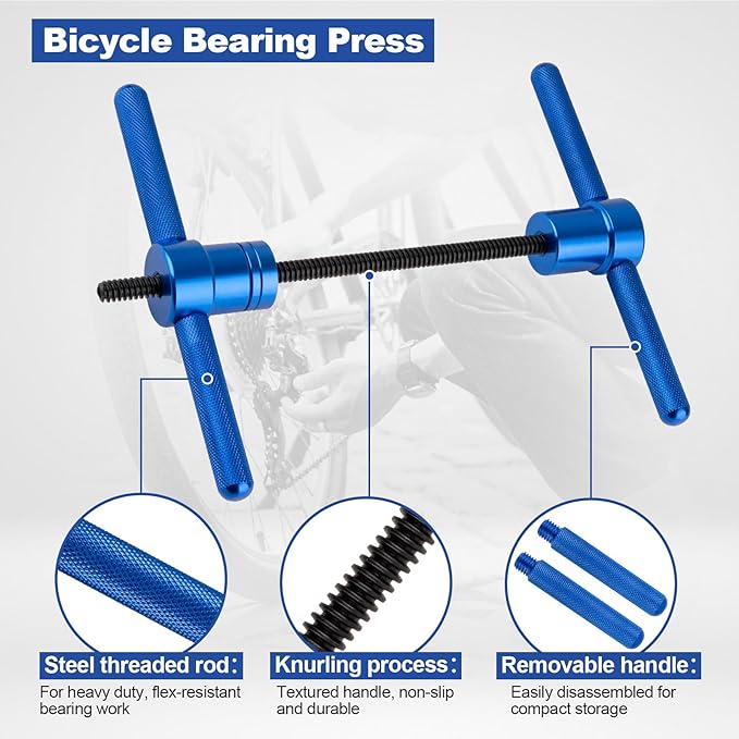 25PCS Bicycle Bearing Press Kit for Wheel Hub, Soft Tail Frame Pivot Point Installation with Bushing Tool