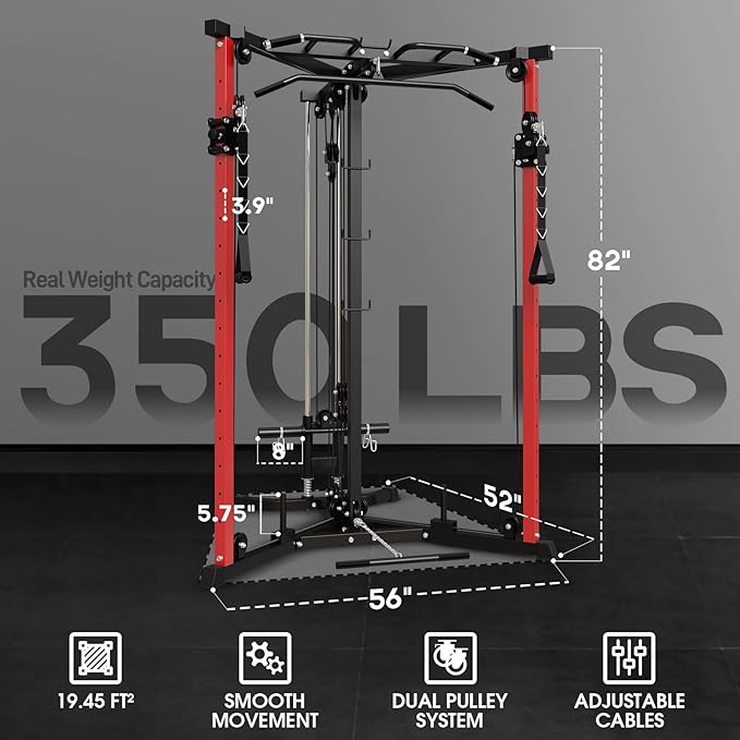 Mikolo Cable Crossover Machine, Functional Trainer with 17 Adjustable Positions, Home Gym Equipment with High and Low Pulley System for LAT Pulldowns and Seated Cable Row, Cable Fly Machine
