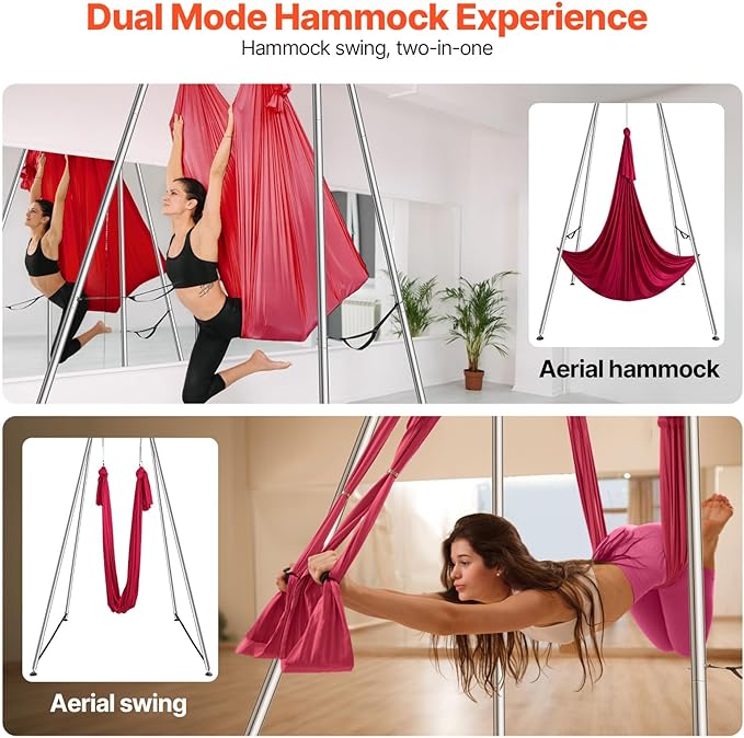 VEVOR Aerial Yoga Frame, 9.67 ft Height Swing Stand, Max 551.15 lbs Load Chrome-Plated Steel Pipe Inversion Yoga Rig for Indoor Outdoor Use