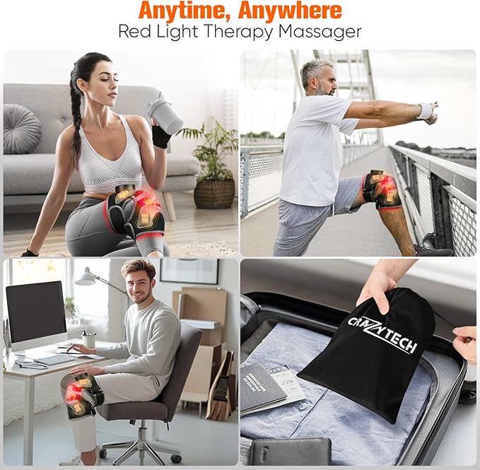 Upgraded Red Light Therapy Knee Brace - FSA HSA Eligible Knee Massager with 4 Vibration Areas, 660nm&850nm, Near Infrared Red Light Therapy Heated Device for Knee Elbow Shoulder Pain