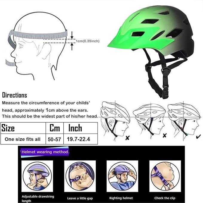 Kids Bike Helmet,Bavilk Kids Boys Girls Bike Helmets with LED Light Detachable Visor Children Youth Teen Multi-Sport for Skating Cycling Scooter Skateboard Adjustable & Lightweight 19.7"-22.4"