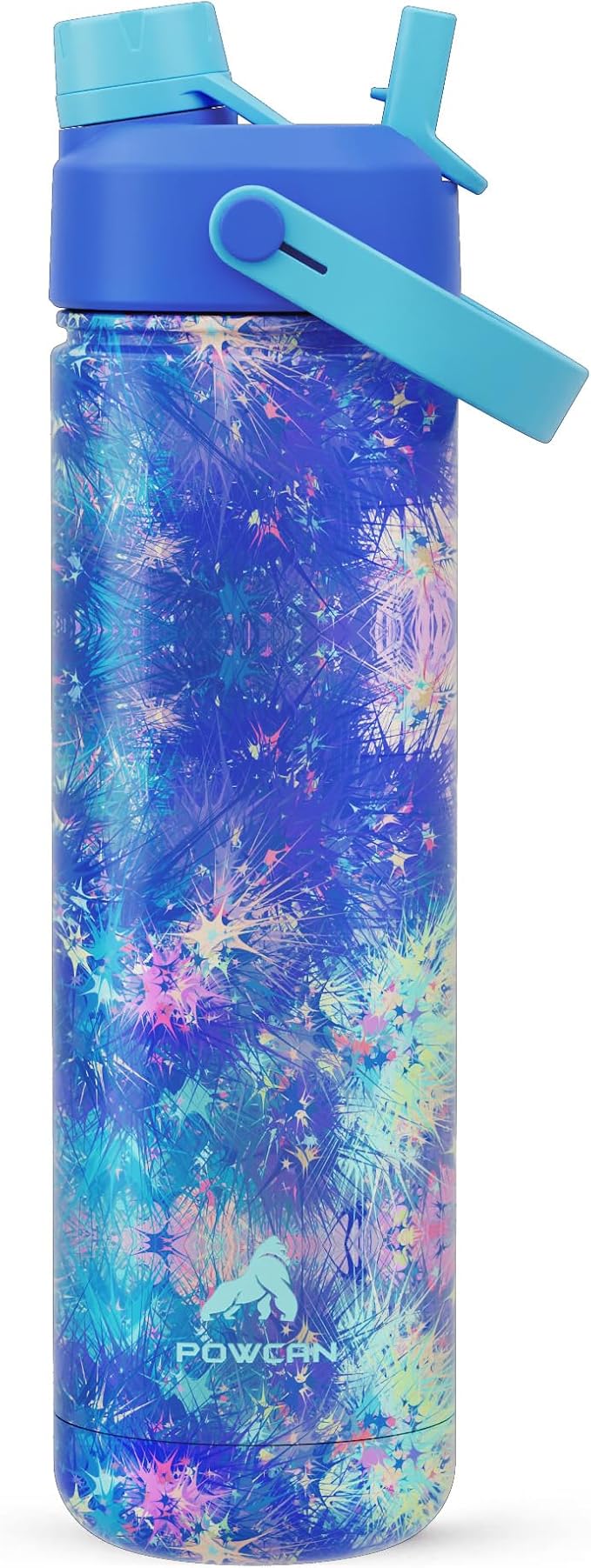 26 oz Insulated Water Bottle with 2-in-1 Straw and Spout Lid, Keep Cold 24H, Leak-Proof, Fits in Car Cup Holder, Stainless Steel Water Bottle for Sports, Travel, Gym, and School (Galaxy Splash)