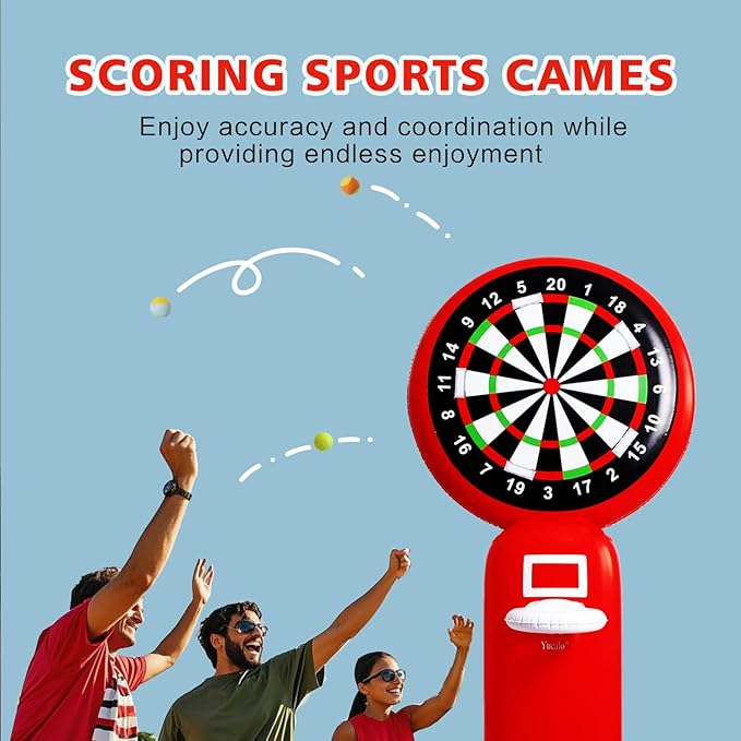 Inflatable Dart Board with Pump,5.6FT Inflatable Games Set with Basketball Hoop Feature,Dart Boards for Adults Kids,Fun Toss Games for Indoor,Outdoor,Backyard&Party Favor