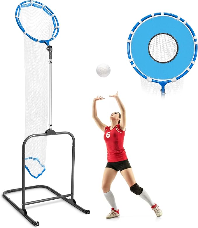 Volleyball Setter Trainer Net Setting Training Equipment Target Practice Indoor or Outdoor, Adjustable Height (4.6 ft-9.8 ft) and Angle for Serving Spiking Drills System