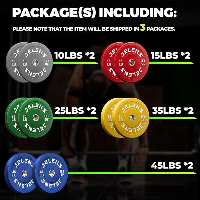 Olympic Barbell Weight Plates Set, 2-Inch Black/Colored Rubber Bumper Plate Weight Set for Strength Training and Weightlifting, Multiple Options