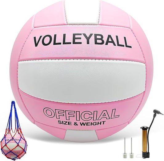 Volleyball Official Size 5 for Indoor Outdoor, Thicker PU Soft Volleyball Kit for Girls Boys Teenager Adults Beach Game Gym Training Beginner