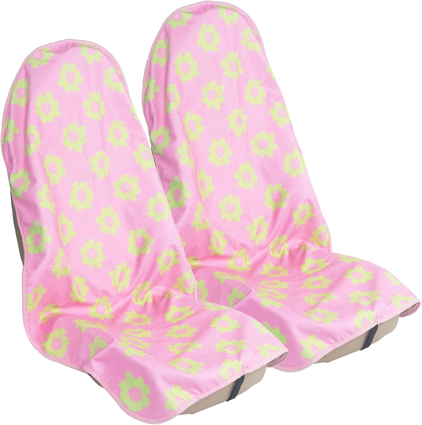 Car Seat Cover Protector Front Seats,for Gym Workout,Running,Swimming,Beach and Hiking,Waterproof Sweat Towel Bucket Seat Covers for Cars SUV Trucks (Flower and Pink, 2Pcs)