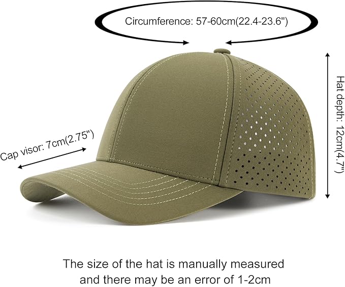 VOBOOM Men Quick Dry Baseball Cap Laser Cut Mesh Ball Curved Brim Snapback Hat