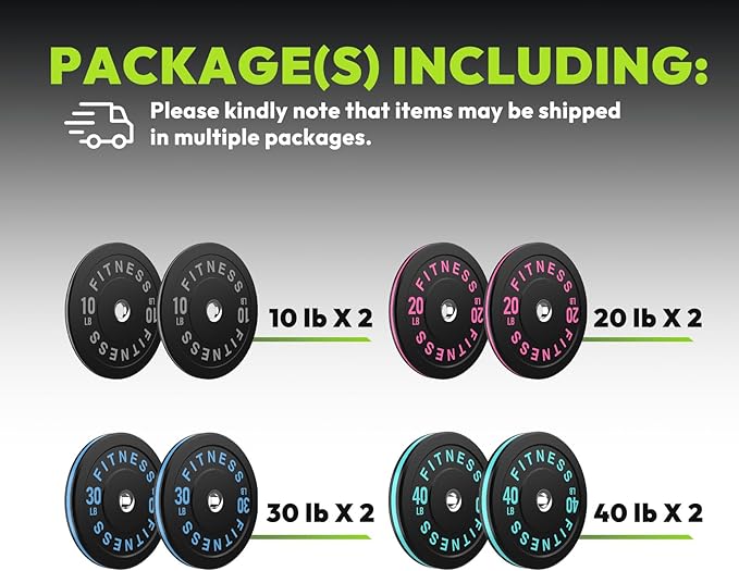 Bumper Plates 2 - Inch Olympic Weight Plate Set for Barbell, 10-55 lb Rubber Weights Sets for Home Gym, Strength Training Plate, Weight Lifting, Black