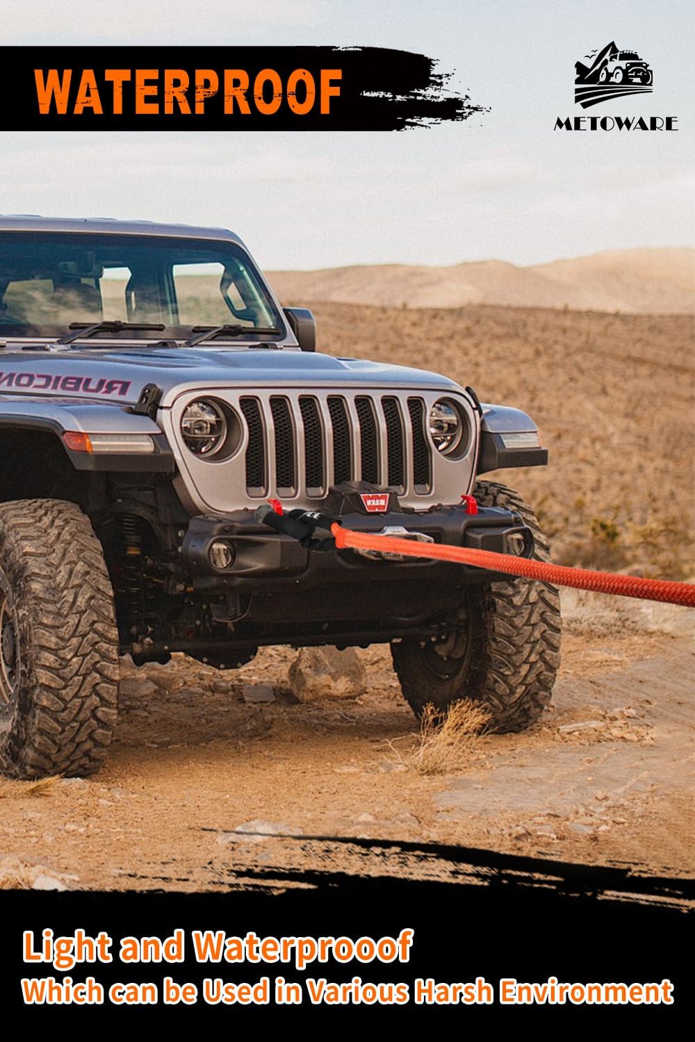 METOWARE Recovery Kit, Kinetic Recovery Rope (1'' x 10ft + 1'' x 20ft) 35,000 LBS with 1/2inch x 22 Inch Soft Shackles, Tow Rope Recovery Kit for UTV, ATV, Truck, Car