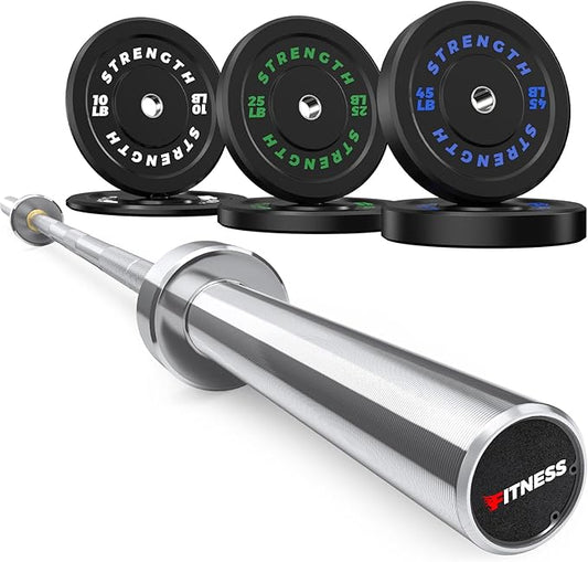 Olympic Rubber Bumper Weight Set - 2 Inch Barbell Plates for Home Gym Strength Training