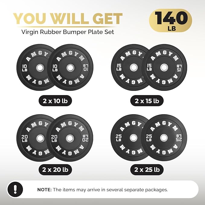 2 Inch Bumper Plates，10-500lbs，Barbell Rubber Olympic Weight Plates Set for Home Gym, Strength Training & Weight Lifting, Multiple Options Colors