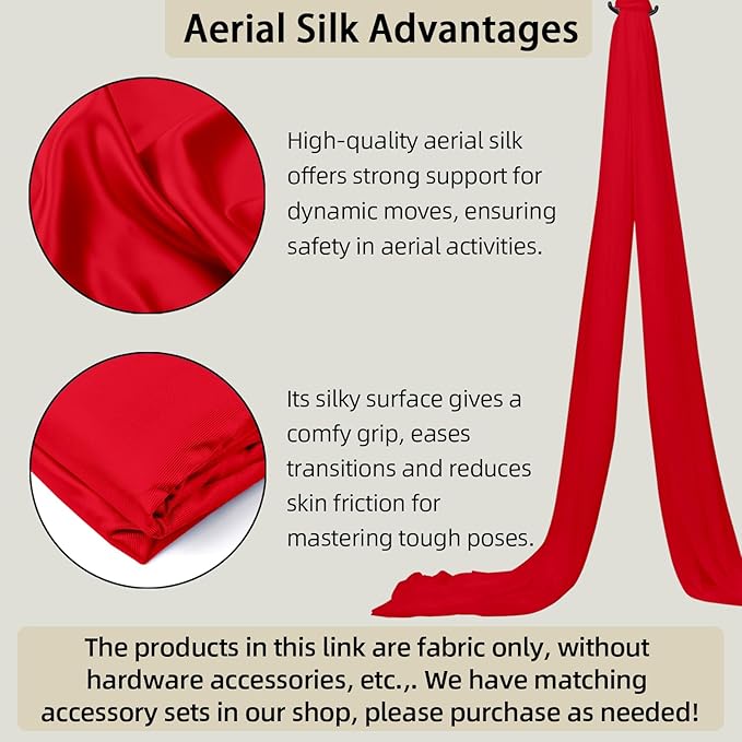 15/25 Yards Aerial Silk Professional Indoor Aerial Yoga Hammock Fabric Outdoor Fitness Silk for Dance, Circus Training, Home Gym