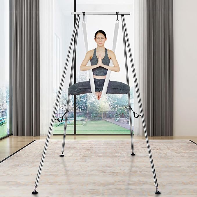 VEVOR Aerial Yoga Frame, 9.67 ft Height Swing Stand, Max 551.15 lbs Load Chrome-Plated Steel Pipe Inversion Yoga Rig for Indoor Outdoor Use